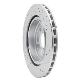R1 2006-2013 Chevrolet Corvette Rear Left Drilled & Slotted Silver Brake Rotor