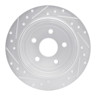 R1 2007-2018 Jeep Wrangler Rear Right Drilled & Slotted Silver Brake Rotor