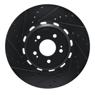 R1 21-26 Genesis Electrified GV70 Front Left Drilled & Slotted Black Brake Rotor