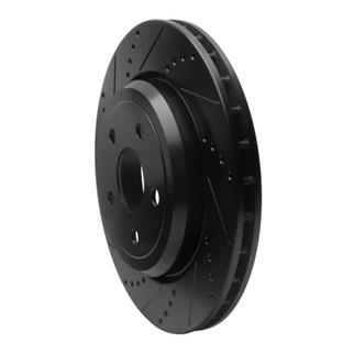 R1 2012-2025 Dodge Durango Rear Left Drilled & Slotted Black Brake Rotor