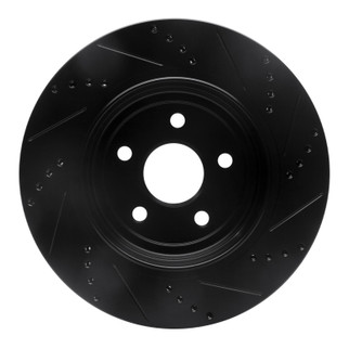 R1 2012-2025 Dodge Durango Rear Left Drilled & Slotted Black Brake Rotor