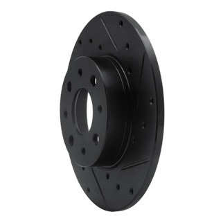 R1 13-19 Fiat 500E Rear Right Drilled & Slotted Black Brake Rotor