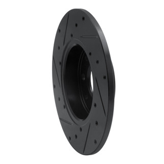 R1 13-19 Fiat 500E Rear Right Drilled & Slotted Black Brake Rotor