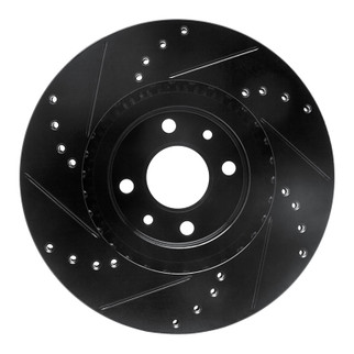 R1 2012-2019 Fiat 500E Front Right Drilled & Slotted Black Brake Rotor