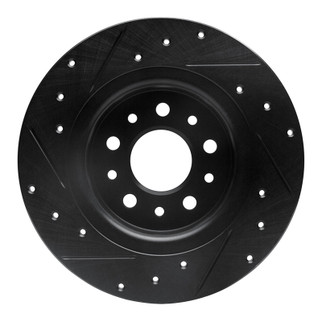 R1 14-19 Fiat 500L Rear Right Drilled & Slotted Black Brake Rotor