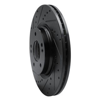 R1 20-25 Hyundai Kona Front Left Drilled & Slotted Black Brake Rotor