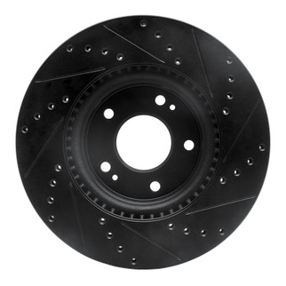 R1 20-25 Hyundai Kona Front Left Drilled & Slotted Black Brake Rotor