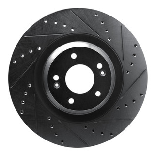 R1 -22 Hyundai Veloster N Front Right Drilled & Slotted Black Brake Rotor