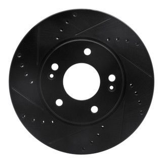 R1 17-22 Hyundai Ioniq Front Left Drilled & Slotted Black Brake Rotor