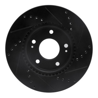 R1 17-22 Hyundai Ioniq Front Left Drilled & Slotted Black Brake Rotor