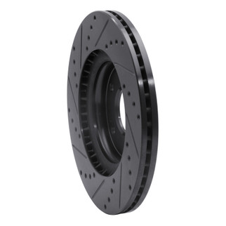 R1 15-25 Hyundai Kona Front Right Drilled & Slotted Black Brake Rotor
