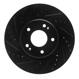 R1 15-25 Hyundai Kona EV Front Left Drilled & Slotted Black Brake Rotor