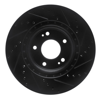 R1 15-25 Hyundai Kona EV Front Left Drilled & Slotted Black Brake Rotor