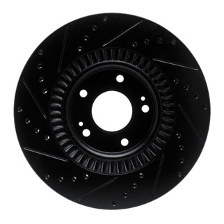 R1 13-20 Hyundai Santa Fe XL Front Right Drilled & Slotted Black Brake Rotor