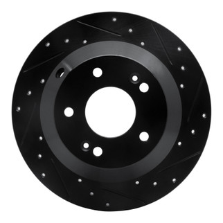 R1 10-21 Hyundai Santa Fe XL Rear Right Drilled & Slotted Black Brake Rotor