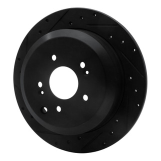R1 07-12 Hyundai Veracruz Rear Left Drilled & Slotted Black Brake Rotor