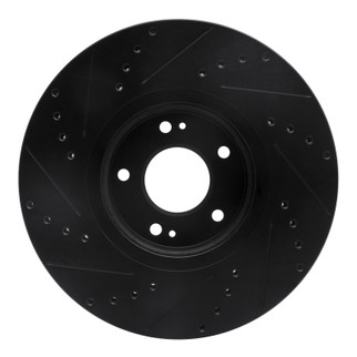 R1 07-12 Hyundai Veracruz Front Right Drilled & Slotted Black Brake Rotor