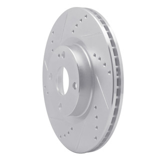 R1 2016-2025 Fiat 124 Spider Front Left Drilled & Slotted Silver Brake Rotor