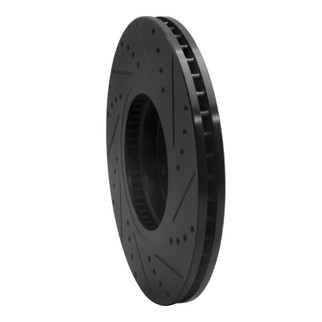 R1 07-12 Hyundai Veracruz Front Left Drilled & Slotted Black Brake Rotor