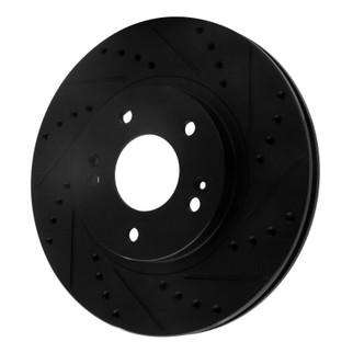 R1 01-06 Hyundai Santa Fe Front Right Drilled & Slotted Black Brake Rotor