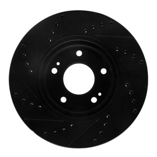 R1 01-06 Hyundai Santa Fe Front Right Drilled & Slotted Black Brake Rotor