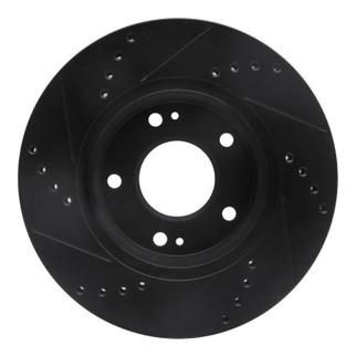 R1 01-05 Hyundai Santa Fe Front Right Drilled & Slotted Black Brake Rotor