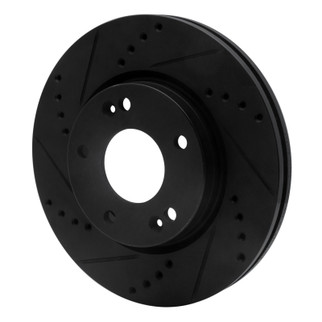 R1 01-05 Hyundai Santa Fe Front Left Drilled & Slotted Black Brake Rotor