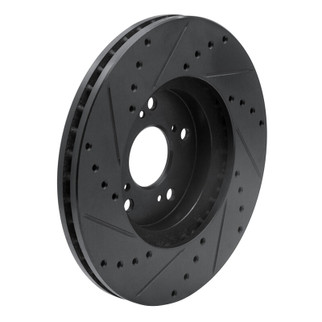 R1 04-14 Acura TSX Front Right Drilled & Slotted Black Brake Rotor