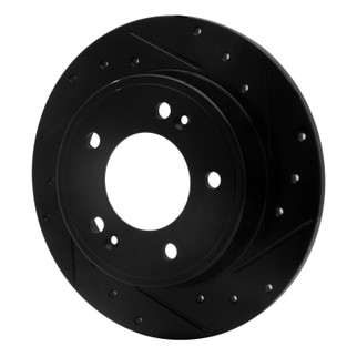 R1 11-25 Hyundai Elantra Coupe Rear Right Drilled & Slotted Black Brake Rotor