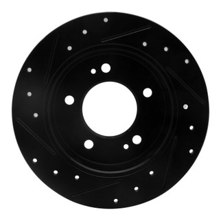 R1 11-25 Hyundai Elantra Coupe Rear Right Drilled & Slotted Black Brake Rotor