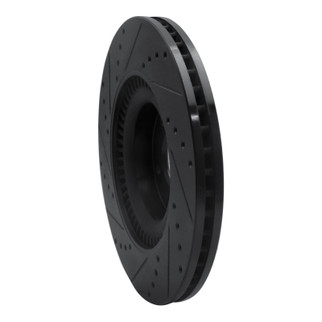 R1 11-17 Genesis G80 Front Right Drilled & Slotted Black Brake Rotor