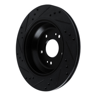R1 11-17 Hyundai Equus Rear Right Drilled & Slotted Black Brake Rotor