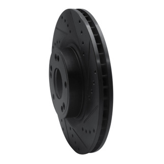 R1 09-11 Hyundai Genesis Sedan Front Right Drilled & Slotted Black Brake Rotor