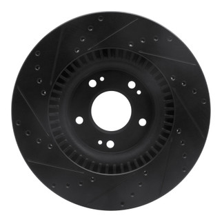 R1 09-11 Hyundai Genesis Sedan Front Right Drilled & Slotted Black Brake Rotor