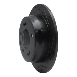 R1 09-16 Hyundai Tucson Rear Right Drilled & Slotted Black Brake Rotor