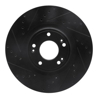 R1 09-14 Hyundai Genesis Sedan Front Left Drilled & Slotted Black Brake Rotor