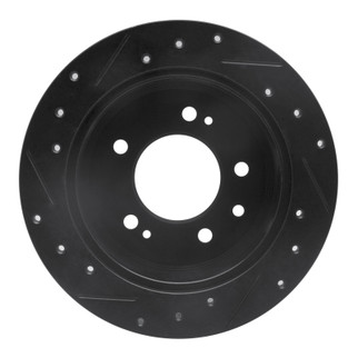 R1 07-10 Hyundai Elantra Rear Right Drilled & Slotted Black Brake Rotor