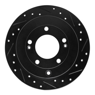 R1 06-09 Hyundai Azera Rear Right Drilled & Slotted Black Brake Rotor