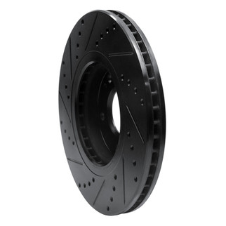 R1 04-11 Hyundai XG350 Front Right Drilled & Slotted Black Brake Rotor