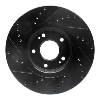 R1 04-11 Hyundai XG350 Front Right Drilled & Slotted Black Brake Rotor