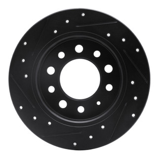 R1 03-08 Hyundai Tiburon Rear Right Drilled & Slotted Black Brake Rotor