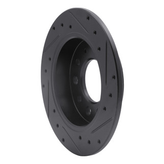 R1 03-08 Hyundai Tiburon Rear Left Drilled & Slotted Black Brake Rotor
