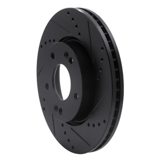 R1 03-13 Hyundai Elantra Front Right Drilled & Slotted Black Brake Rotor
