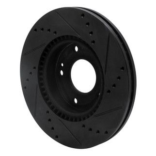 R1 03-13 Hyundai Tucson Front Left Drilled & Slotted Black Brake Rotor