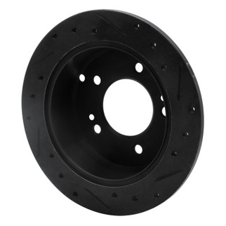 R1 01-10 Hyundai XG300 Rear Left Drilled & Slotted Black Brake Rotor