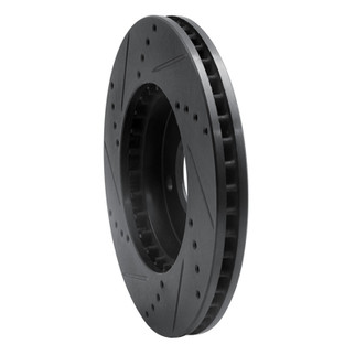 R1 01-03 Hyundai XG350 Front Right Drilled & Slotted Black Brake Rotor