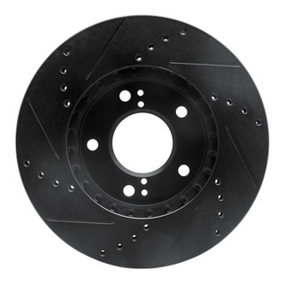 R1 01-03 Hyundai XG350 Front Right Drilled & Slotted Black Brake Rotor
