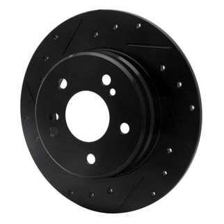 R1 01-03 Hyundai XG350 Front Left Drilled & Slotted Black Brake Rotor
