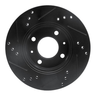 R1 00-02 Hyundai Accent Front Right Drilled & Slotted Black Brake Rotor