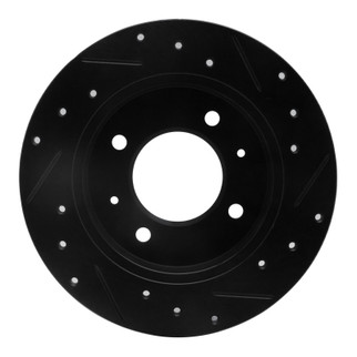 R1 97-06 Hyundai Elantra Rear Left Drilled & Slotted Black Brake Rotor